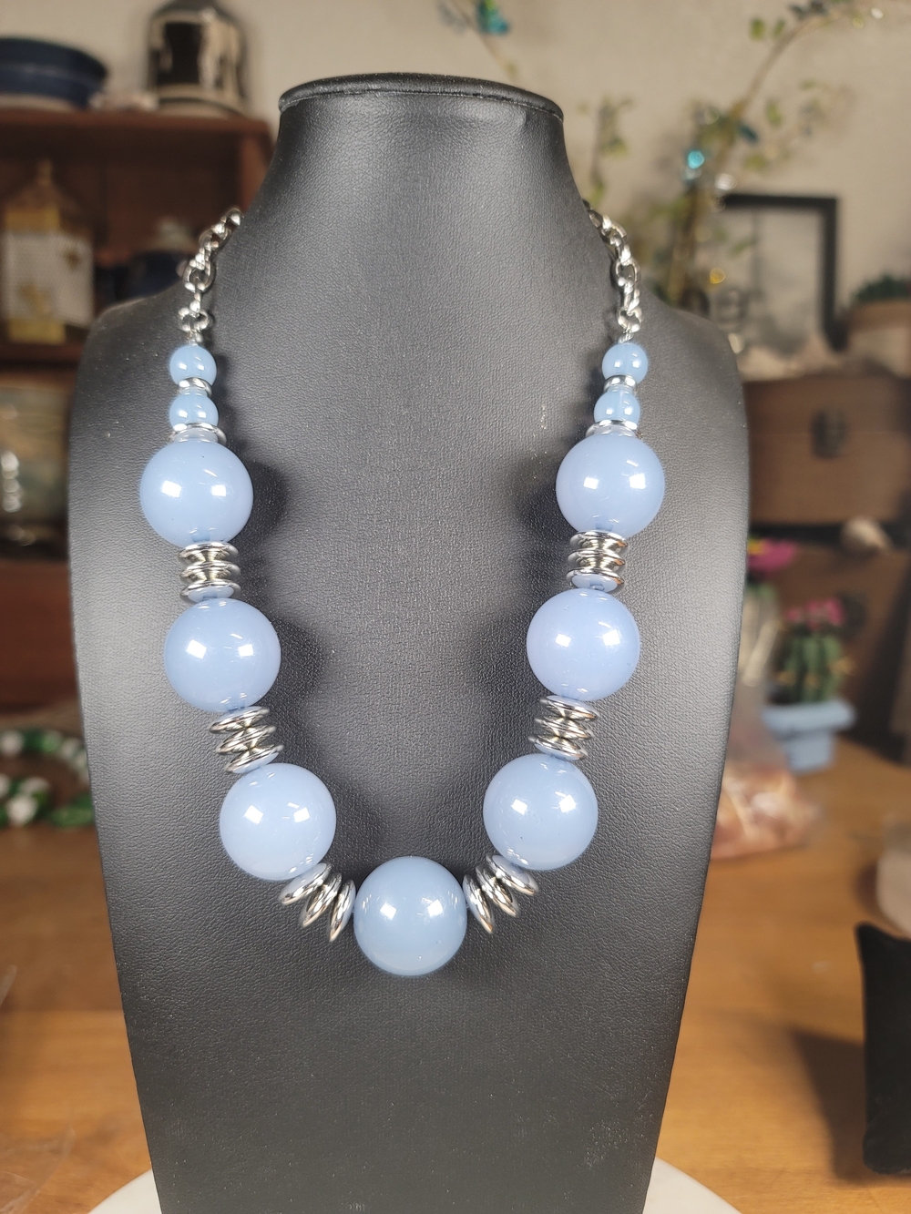paparazzi Pale Blue Statement Beaded Necklace